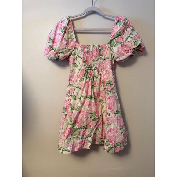 Hill House Smocked Hydrangea Mini Dress With Puff Sleeves Small - Picture 7 of 10